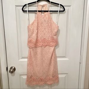 B Darlin Peach Crochet Lace Dress